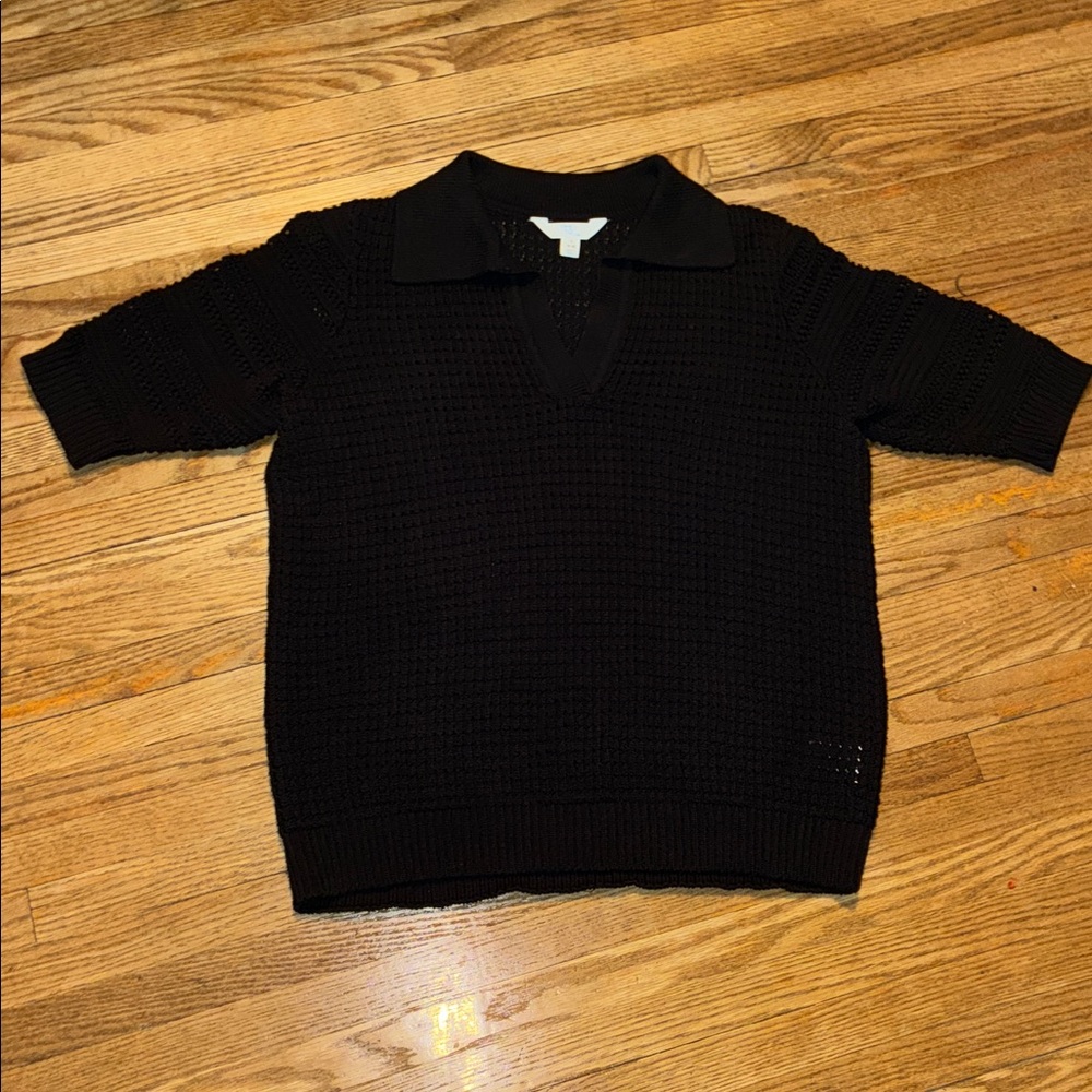 Time and Tru Black Partially Recycled Knit Top